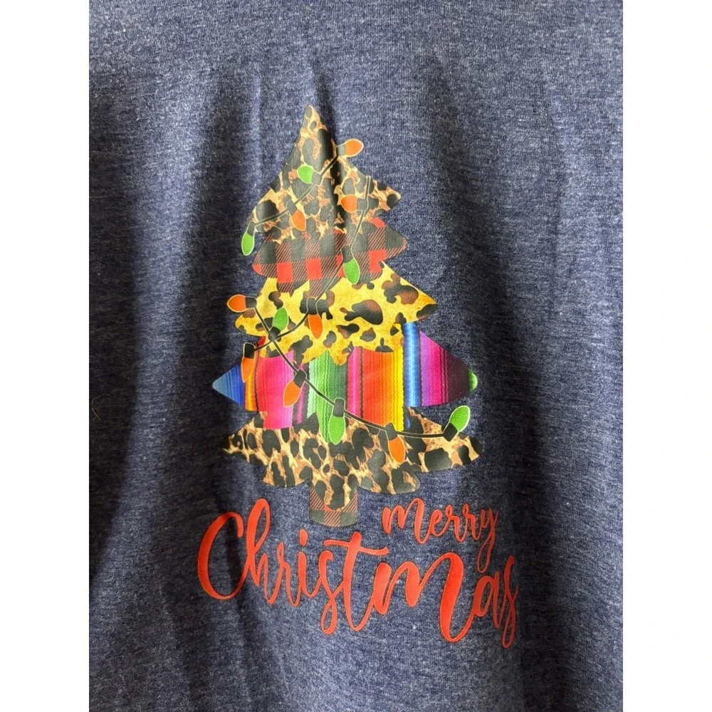 Kids Christmas Tree Merry Christmas  T Shirt Short Sleeve Navy  Size‎ 24 months